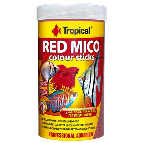 Tropical Red Mico Colour Sticks Kan Kurdu İçerikli Ekstrüde Balık Yemi